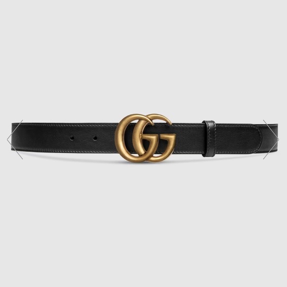 Gucci Accessories - GUCCI | Leather Belt with Double G Buckle in Black with Brass Hardware